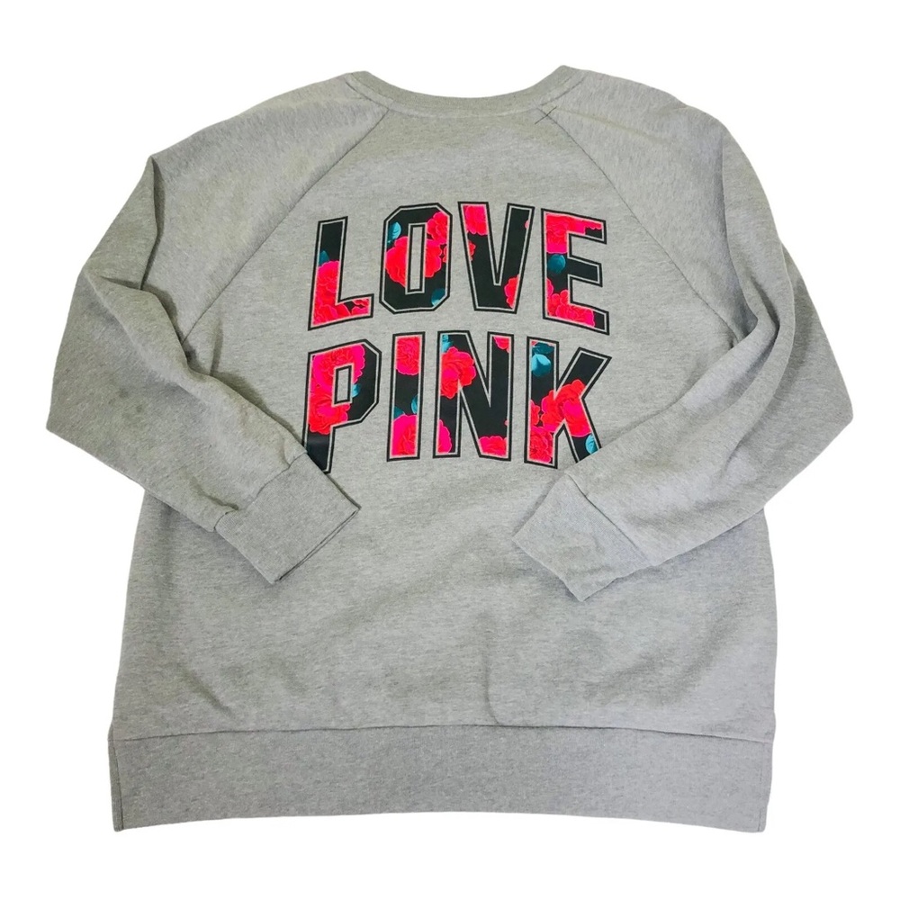 Rare HTG Victoria Secret PINK Rose Print LOGO Pullover Sweater